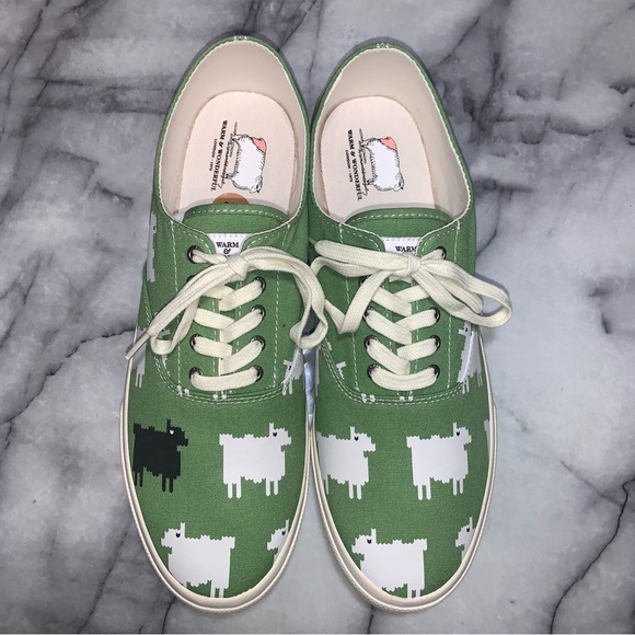 Sperry x Warm & Wonderful Men's 12 Green Black White Sheep Shoes New - Picture 5 of 9